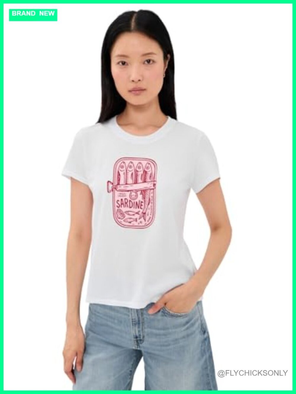Sunny Somewhere Sardine Summer Femme Lightweight Stretch Jersey Crew Tee